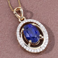 2.59 Ct Genuine Oval Ceylon Blue Sapphire and Diamond 18K Yellow Gold Statement Pendant by Fine Color Jewels