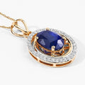 2.59 Ct Genuine Oval Ceylon Blue Sapphire and Diamond 18K Yellow Gold Statement Pendant by Fine Color Jewels