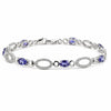 2.59 Ct Oval Blue Iolite Prong Silver Alternating Open Geometric Links with Lobster Clasp Link Bracelet