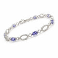 2.59 Ct Oval Blue Iolite Prong Silver Alternating Open Geometric Links with Lobster Clasp Link Bracelet by Fine Color Jewels