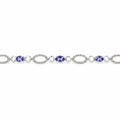 2.59 Ct Oval Blue Iolite Prong Silver Alternating Open Geometric Links with Lobster Clasp Link Bracelet by Fine Color Jewels