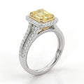2.5Cttw Radiant Shaped Fancy Yellow Lab Grown Diamond (F/VS) Split Shank Engagement Halo Ring 14K Gold by Fine Color Jewels