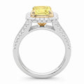 2.5Cttw Radiant Shaped Fancy Yellow Lab Grown Diamond (F/VS) Split Shank Halo Engagement Ring 14K Gold by Fine Color Jewels