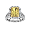 2.5Cttw Radiant Shaped Fancy Yellow Lab Grown Diamond (F/VS) Split Shank Engagement Halo Ring 14K Gold