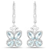 2.60 Ct Blue Aquamarine Prong Silver Butterfly Leverback Earrings