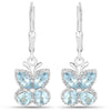 2.60 Ct Blue Topaz Prong Silver Butterfly Leverback Earrings