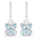 2.60 Ct Blue Topaz Prong Silver Butterfly Leverback Earrings by Fine Color Jewels