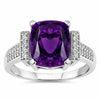 2.60 Ct Cushion Purple Amethyst and Lab Diamond Prong Silver Statement Ring