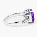 2.60 Ct Cushion Purple Amethyst and Lab Diamond Prong Silver Statement Ring by Fine Color Jewels