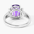 2.60 Ct Cushion Purple Amethyst and Lab Diamond Prong Silver Statement Ring by Fine Color Jewels