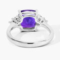 2.60 Ct Cushion Purple Amethyst and Lab Diamond Prong Silver Cocktail Ring by Fine Color Jewels
