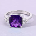 2.60 Ct Cushion Purple Amethyst and Lab Diamond Prong Silver Cocktail Ring by Fine Color Jewels