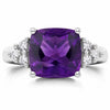 2.60 Ct Cushion Purple Amethyst and Lab Diamond Prong Silver Cocktail Ring
