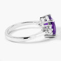 2.60 Ct Cushion Purple Amethyst and Lab Diamond Prong Silver Cocktail Ring by Fine Color Jewels