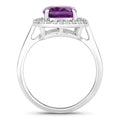 2.60 Ct Cushion Purple Amethyst and Lab Diamond Prong Silver Halo Ring by Fine Color Jewels