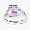 2.60 Ct Cushion Purple Amethyst and Lab Diamond Prong Silver Pave Bridge Ring by Fine Color Jewels