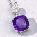 2.60 Ct Cushion Purple Amethyst & Lab Diamond prong Silver Slide Pendant Necklace by Fine Color Jewels