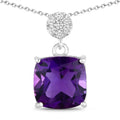 2.60 Ct Cushion Purple Amethyst & Lab Diamond prong Silver Slide Pendant Necklace by Fine Color Jewels