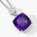 2.60 Ct Cushion Purple Amethyst & Lab Diamond prong Silver Slide Pendant Necklace by Fine Color Jewels