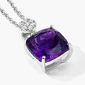 2.60 Ct Cushion Purple Amethyst & Lab Diamond prong Silver Slide Pendant Necklace by Fine Color Jewels