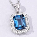 2.60 Ct Octagon London Blue Topaz & Lab Diamond Prong Silver Halo Pendant Necklace by Fine Color Jewels