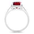 2.60 Ct Octagon Red Genuine Rubellite Diamond Prong 14K Gold Halo Ring by Fine Color Jewels