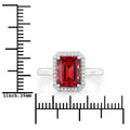2.60 Ct Octagon Red Genuine Rubellite Diamond Prong 14K Gold Halo Ring by Fine Color Jewels