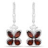 2.60 Ct Red Garnet Prong Silver Butterfly Leverback Earrings