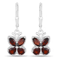 2.60 Ct Red Garnet Prong Silver Butterfly Leverback Earrings by Fine Color Jewels