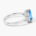 2.60 Ct Teardrop Blue Topaz & Lab Diamond Prong Sterling Silver Cocktail Ring by Fine Color Jewels