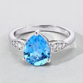 2.60 Ct Teardrop Blue Topaz & Lab Diamond Prong Sterling Silver Cocktail Ring by Fine Color Jewels