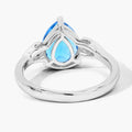 2.60 Ct Teardrop Blue Topaz & Lab Diamond Prong Sterling Silver Cocktail Ring by Fine Color Jewels