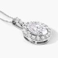 2.62 Ct Oval Lab Grown Diamond Prong Platinum Halo Bridal Pendant by Fine Color Jewels