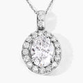 2.62 Ct Oval Lab Grown Diamond Prong Platinum Halo Bridal Pendant by Fine Color Jewels
