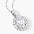 2.62 Ct Oval Lab Grown Diamond Prong Platinum Halo Bridal Pendant by Fine Color Jewels