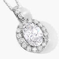 2.62 Ct Oval Lab Grown Diamond Prong Platinum Halo Bridal Pendant by Fine Color Jewels