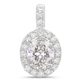 2.62 Ct Oval Lab Grown Diamond Prong Platinum Halo Bridal Pendant by Fine Color Jewels