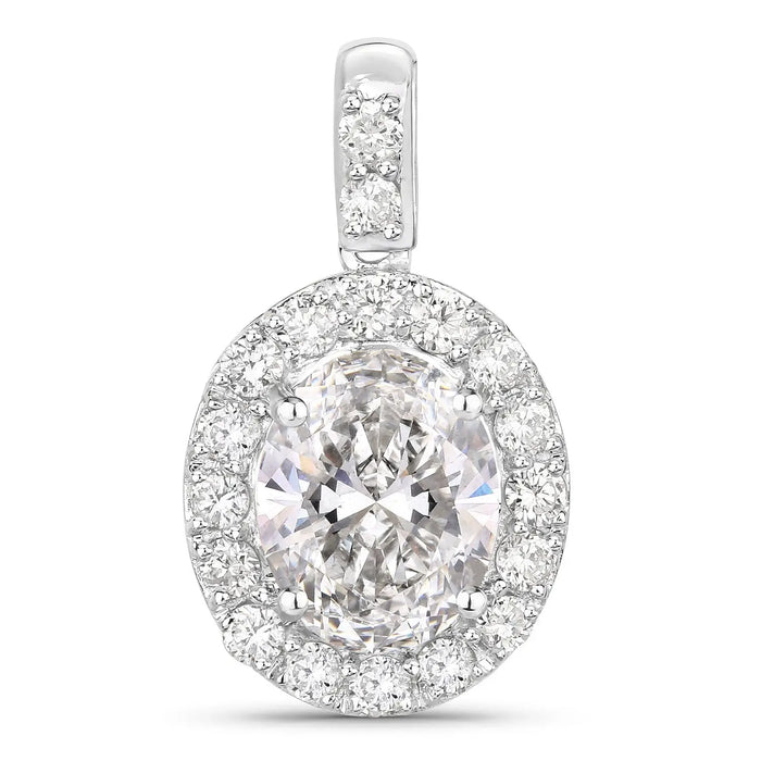 2.62 Ct Oval Lab Grown Diamond Prong Platinum Halo Bridal Pendant by Fine Color Jewels