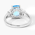 2.65 Ct Cushion Swiss Blue Topaz and Lab Diamond Prong Silver Bridge Ring by Fine Color Jewels