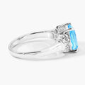 2.65 Ct Cushion Swiss Blue Topaz and Lab Diamond Prong Silver Bridge Ring by Fine Color Jewels
