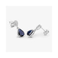 2.68 Ct Blue Sapphire & Diamond Prong 10K Gold Teardrop Dangle Earrings by Fine Color Jewels