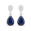 2.68 Ct Blue Sapphire & Diamond Prong 10K Gold Teardrop Dangle Earrings