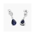 2.68 Ct Blue Sapphire & Diamond Prong 10K Gold Teardrop Dangle Earrings by Fine Color Jewels
