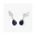 2.68 Ct Blue Sapphire & Diamond Prong 10K Gold Teardrop Dangle Earrings by Fine Color Jewels