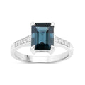 2.70 Ct Octagon London Blue Topaz Diamond Prong Silver Pave Bridge Ring by Fine Color Jewels