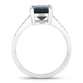 2.70 Ct Octagon London Blue Topaz Diamond Prong Silver Pave Bridge Ring by Fine Color Jewels