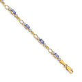 2.70 Ct Oval Violet Tanzanite & Diamond Prong 14K Yellow Gold Infinity Link Bracelet by Fine Color Jewels