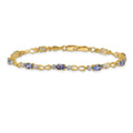 2.70 Ct Oval Violet Tanzanite & Diamond Prong 14K Yellow Gold Infinity Link Bracelet by Fine Color Jewels