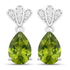 2.70 Ct Pear Green Peridot & Lab Diamond Prong Silver Teardrop Dangle Earrings