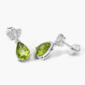 2.70 Ct Pear Green Peridot & Lab Diamond Prong Silver Teardrop Dangle Earrings by Fine Color Jewels